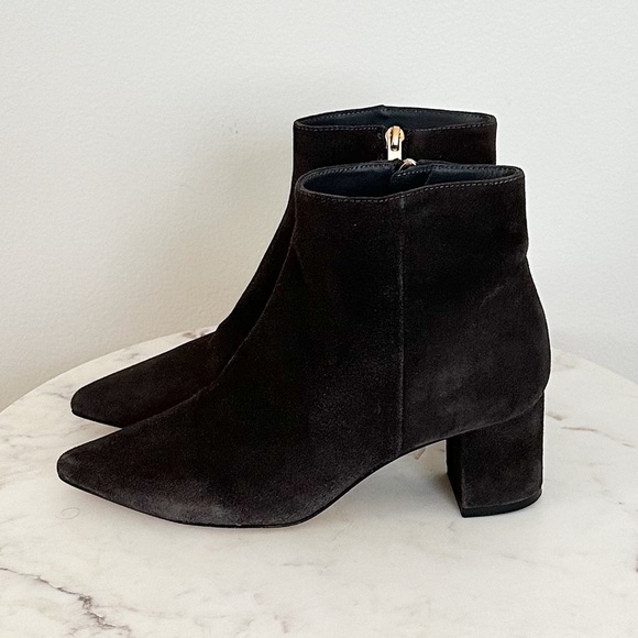 L'AGENCE NEW Jeanne Block Heel Bootie Charcoal Gray Pointed Toe Size 8.5 38.5 EU - Picture 6 of 8